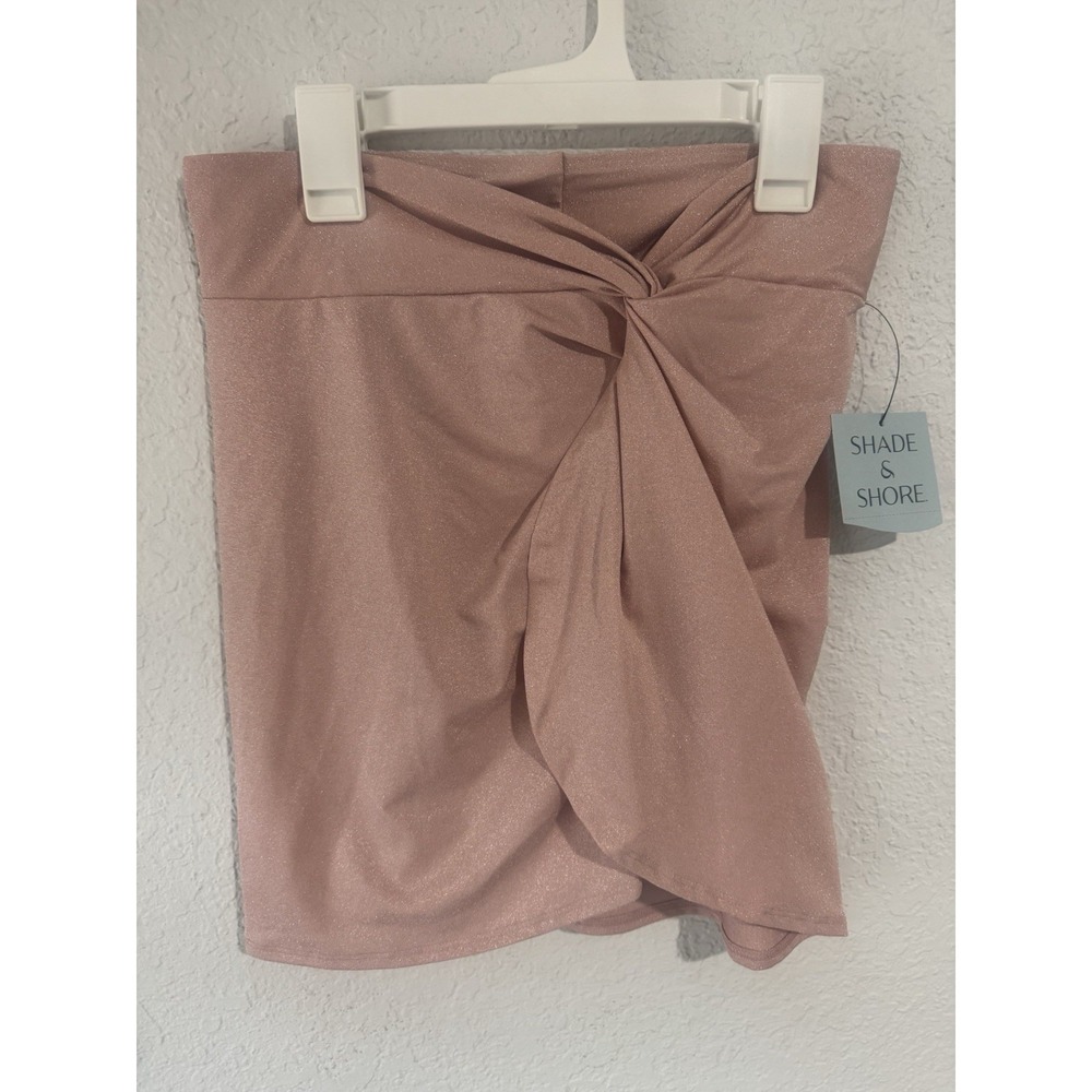 Shade & Shore Women's Pink Skirt Pull-On Swim Cover Up Wrap Twist Skirt Size S